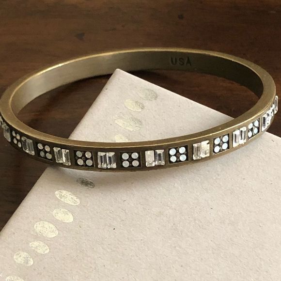 SILPADA Modern MAVEN Swarovski Crystal Accented Brass Bangle NIB - Picture 1 of 13
